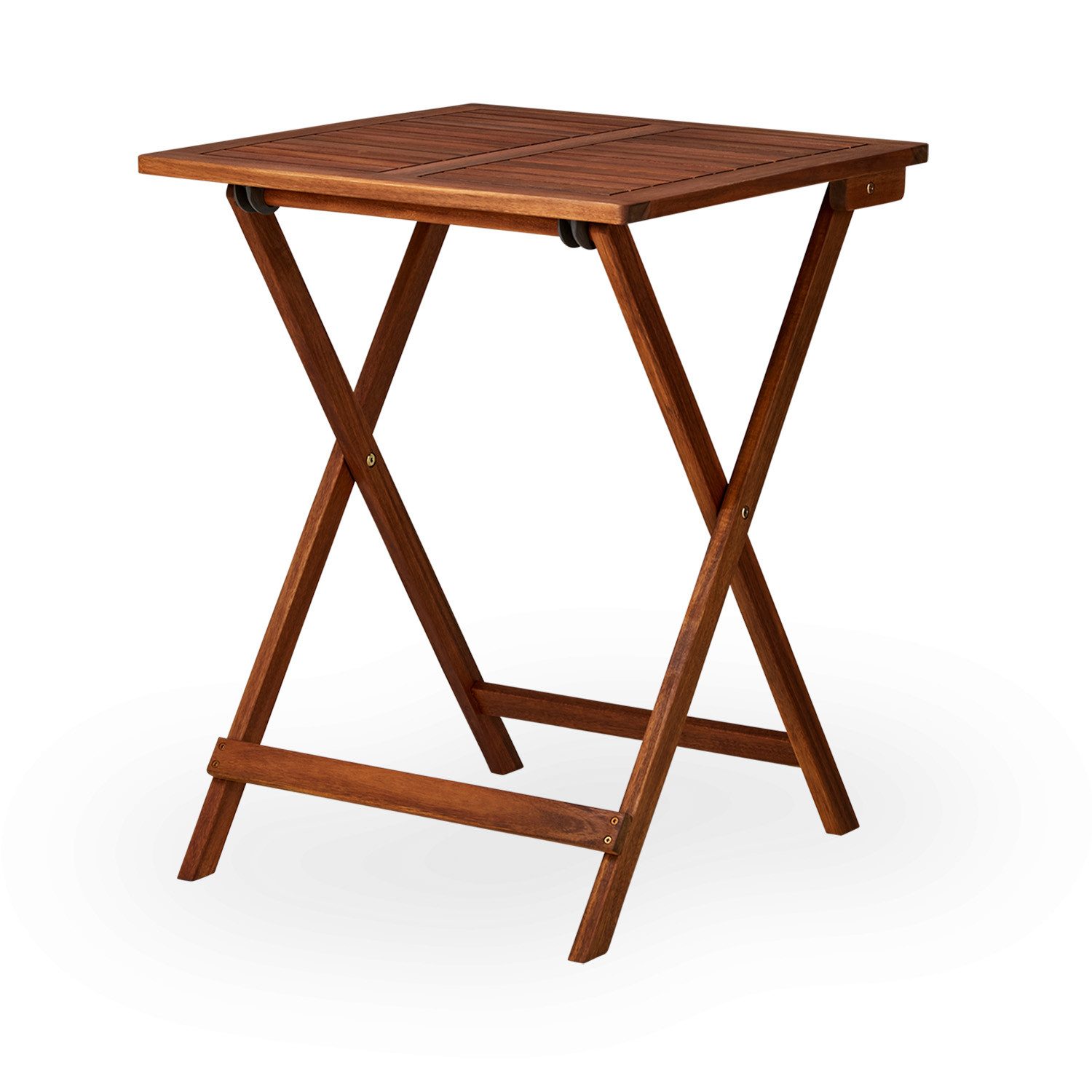 KHG Klapptisch Gartentisch 58x58 cm, klappbar, bis 50 kg belastbar (Outdoor-Tisch Quadratisch), aus Akazien-Holz, zum Schutz geölt, FSC-Zertifiziert