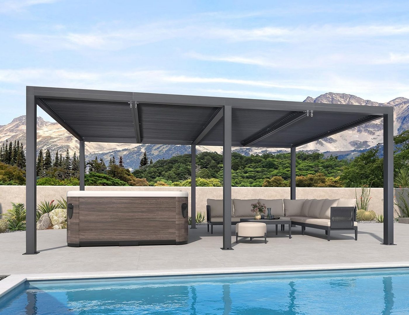 Thumbnail - PURPLE LEAF Pergola Außenbereich Pergola mit Lamellendach, Hardtop Terrassenüberdachung, BxTxH: 365,00x610,00x240,00 cm,...