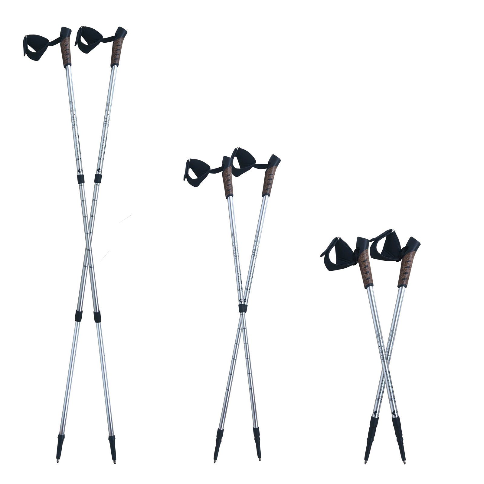VOSSBACH Wanderstöcke Nordic Walking (1x Paar, Inkl. 12 Untergrund Aufsätze), Anti-Schock Federung – Bild 4 von 5