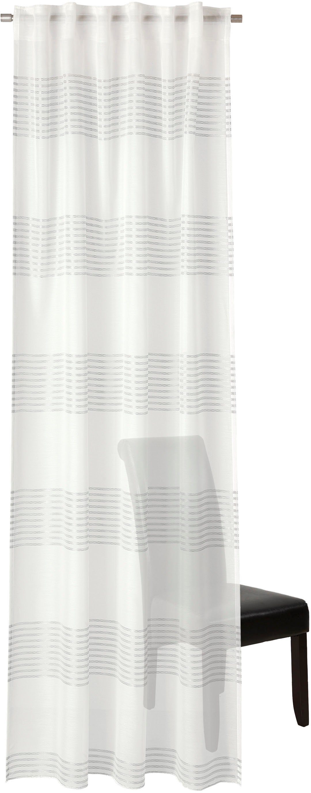 Vorhang Delia, verdeckte verdeckten St), Schal halbtransparent, Schlaufen you!, (1 Neutex wollweiß/silberfarben mit Schlaufen Jacquard, for