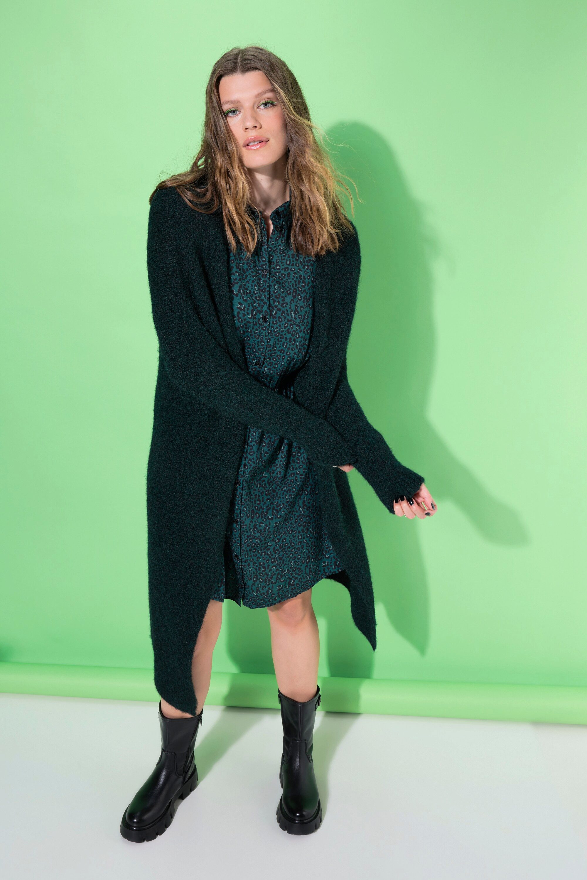 Studio Untold Strickjacke Long-Strickjacke oversized offene Form Langarm