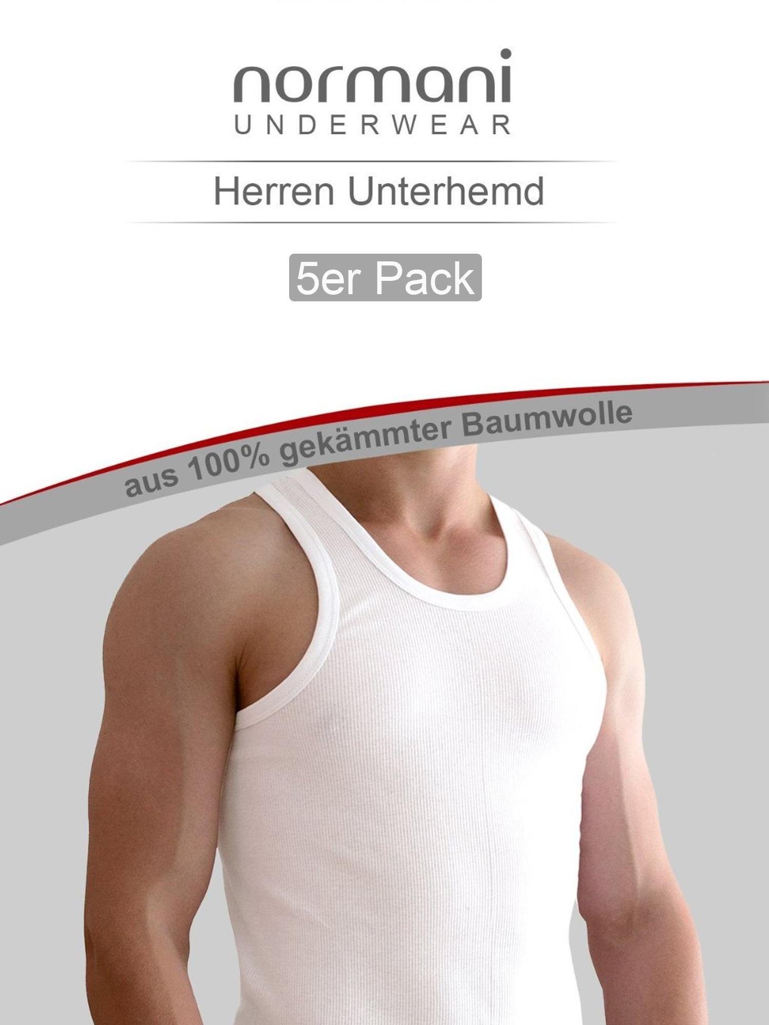 normani Unterhemd 5 Stück Herren-Unterhemd Doppelripp mit Doppelrippung – Bild 4 von 5