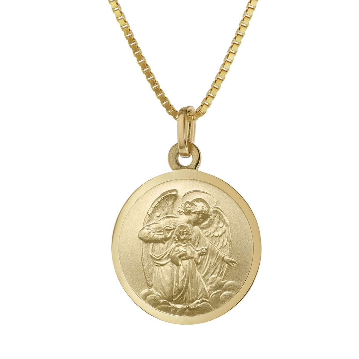 trendor Kette mit Anhänger 41438, Schutzengel Ø 18 mm Gold 333 an goldplattierter