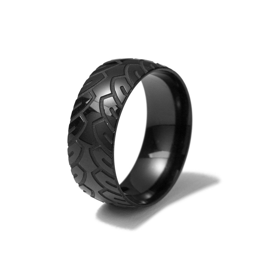 Firetti Fingerring Schmuck Geschenk Edelstahl Damenring Herrenring Autoreifen-Spur, Made in Germany
