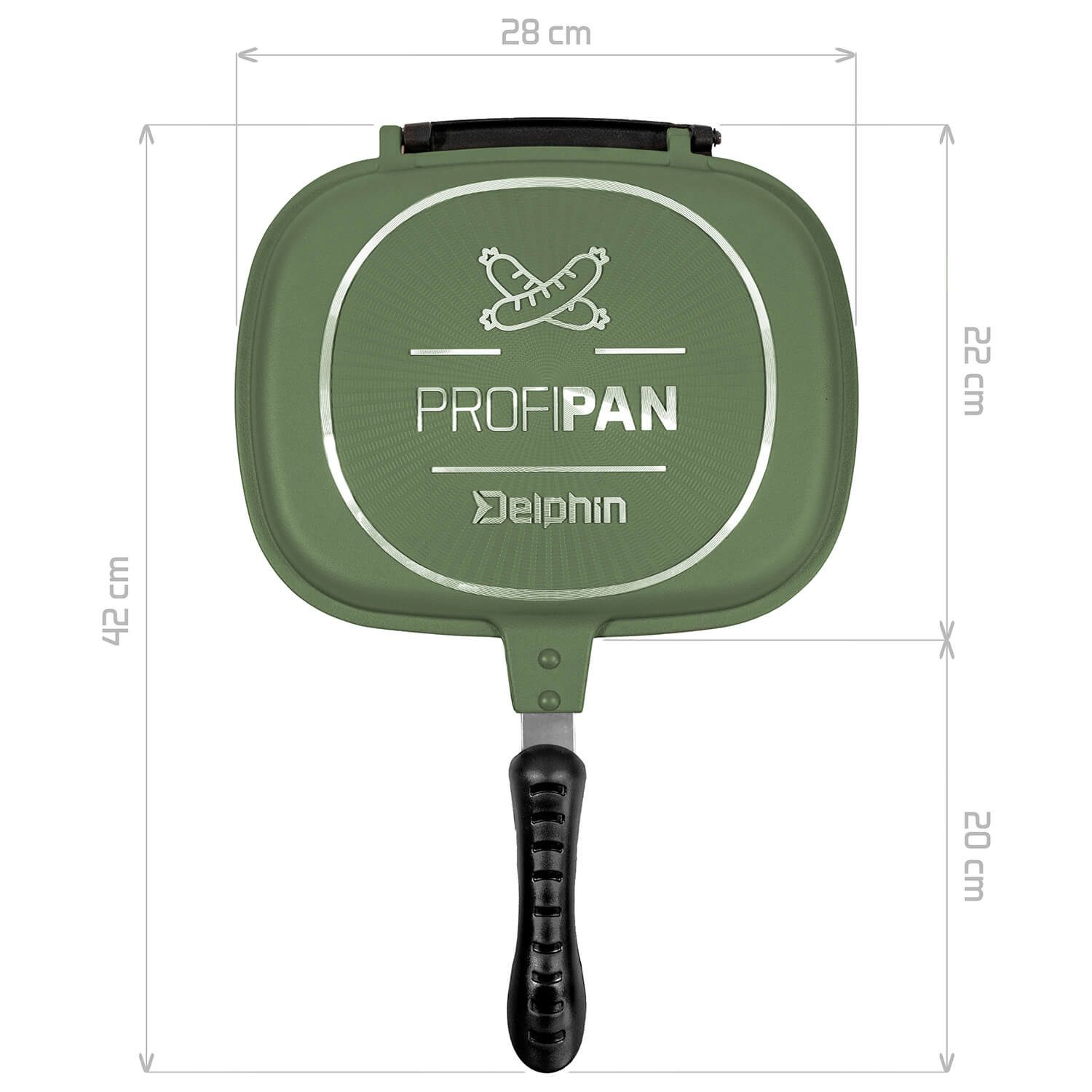 Delphin.sk Grillpfanne Delphin ProfiPan Outdoor Pfanne Grün Aluminium Camping Bratpfanne 28cm, Aluminium