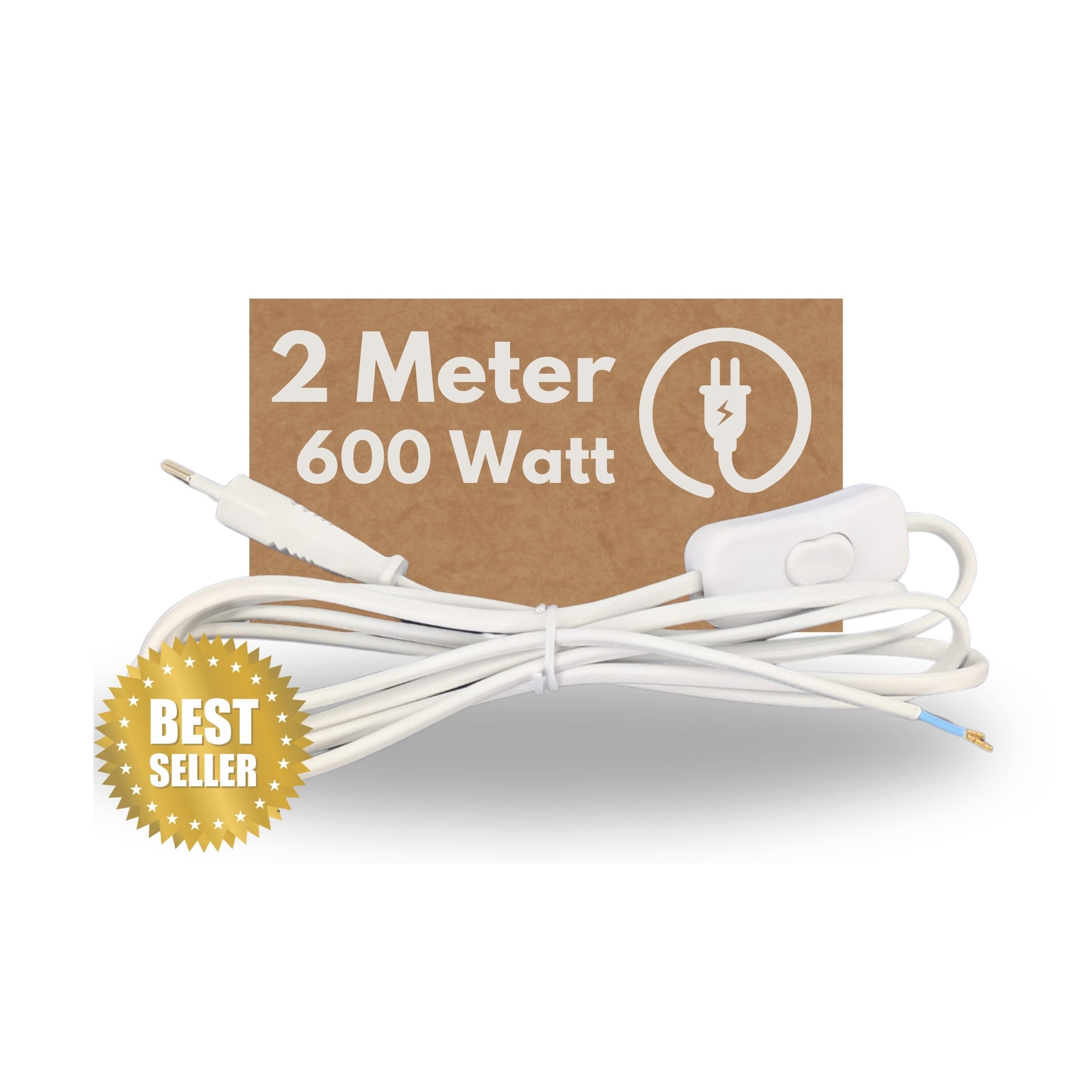 TronicXL 2m Euro Netzkabel Stromkabel mit Stecker Schalter Typ C offenes ende Stromkabel, (200 cm)