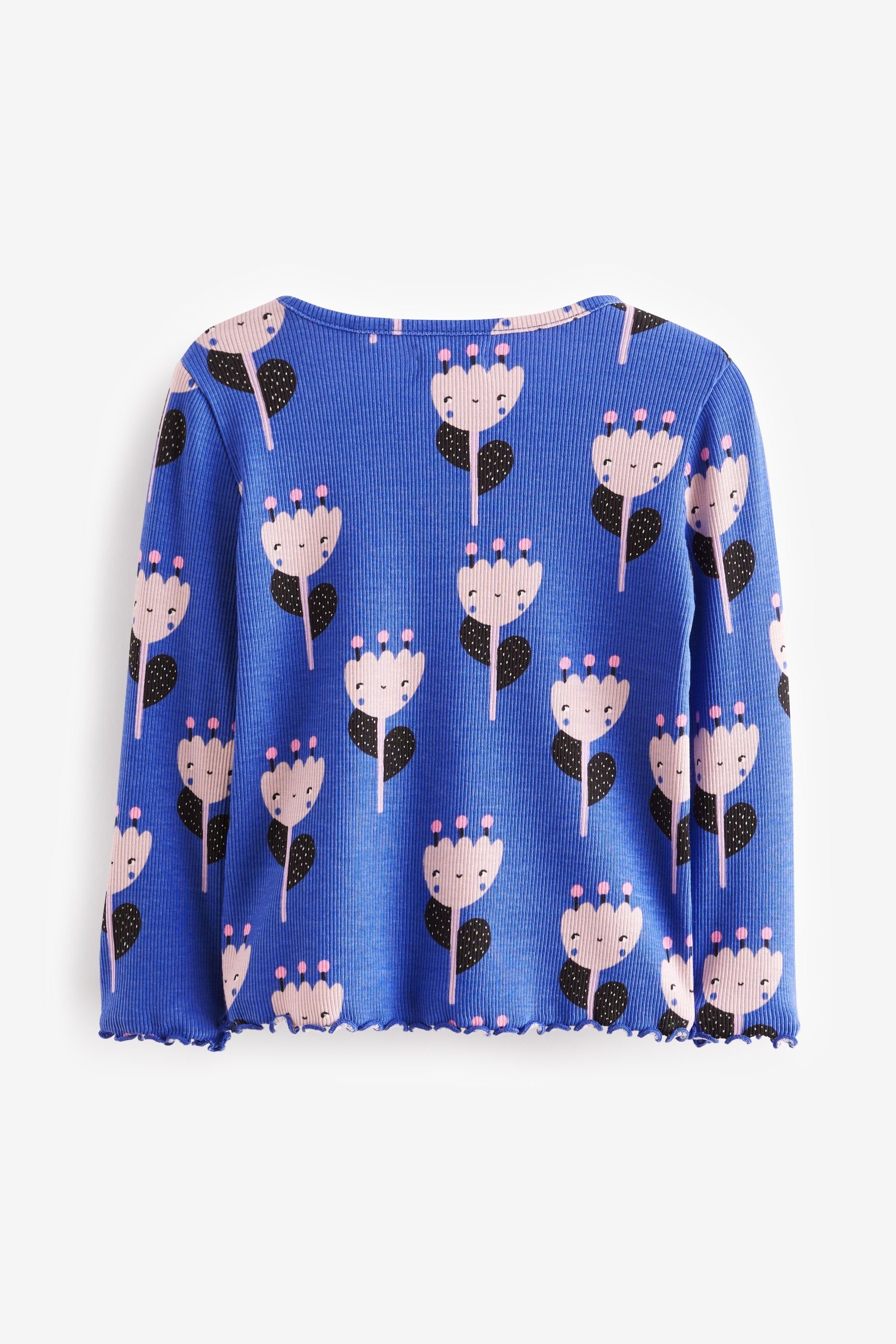 Langärmeliges Pink Blue Feinripp-Shirt (1-tlg) Next Langarmshirt Flower