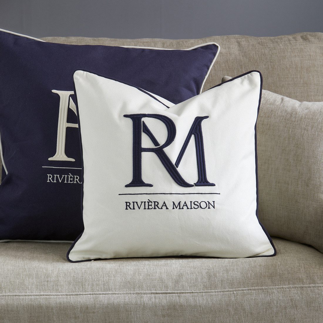 Rivièra Maison Kissenbezug RM Monogram Pillow Cover, Kissenbezug günstig online kaufen