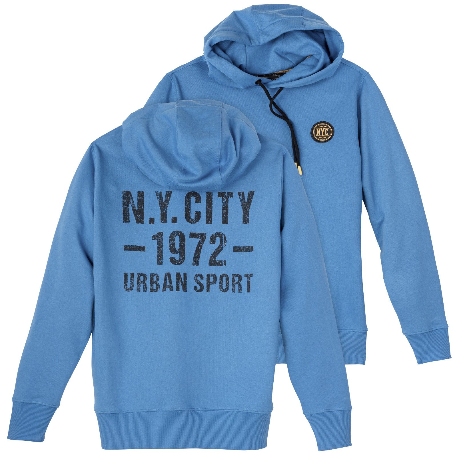 redfield Kapuzensweatshirt Redfield Übergrößen Sweatshirt blau Rückenprint N.Y.