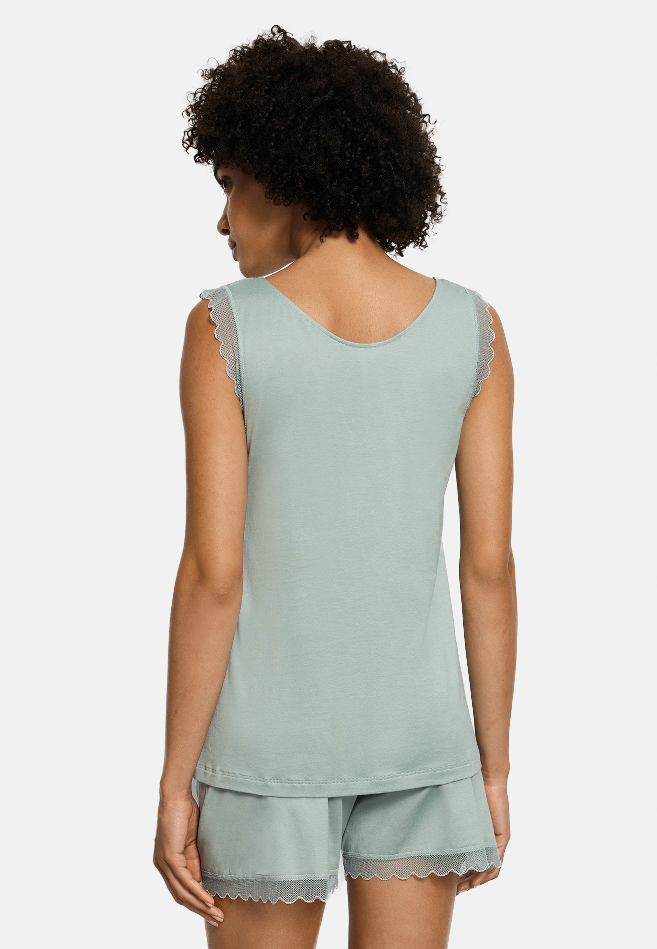 Hanro Pyjama Inaya (Set, 2 tlg) Schlafanzug - Baumwolle - Atmungsaktiv - Set aus Top und kurzer Hose