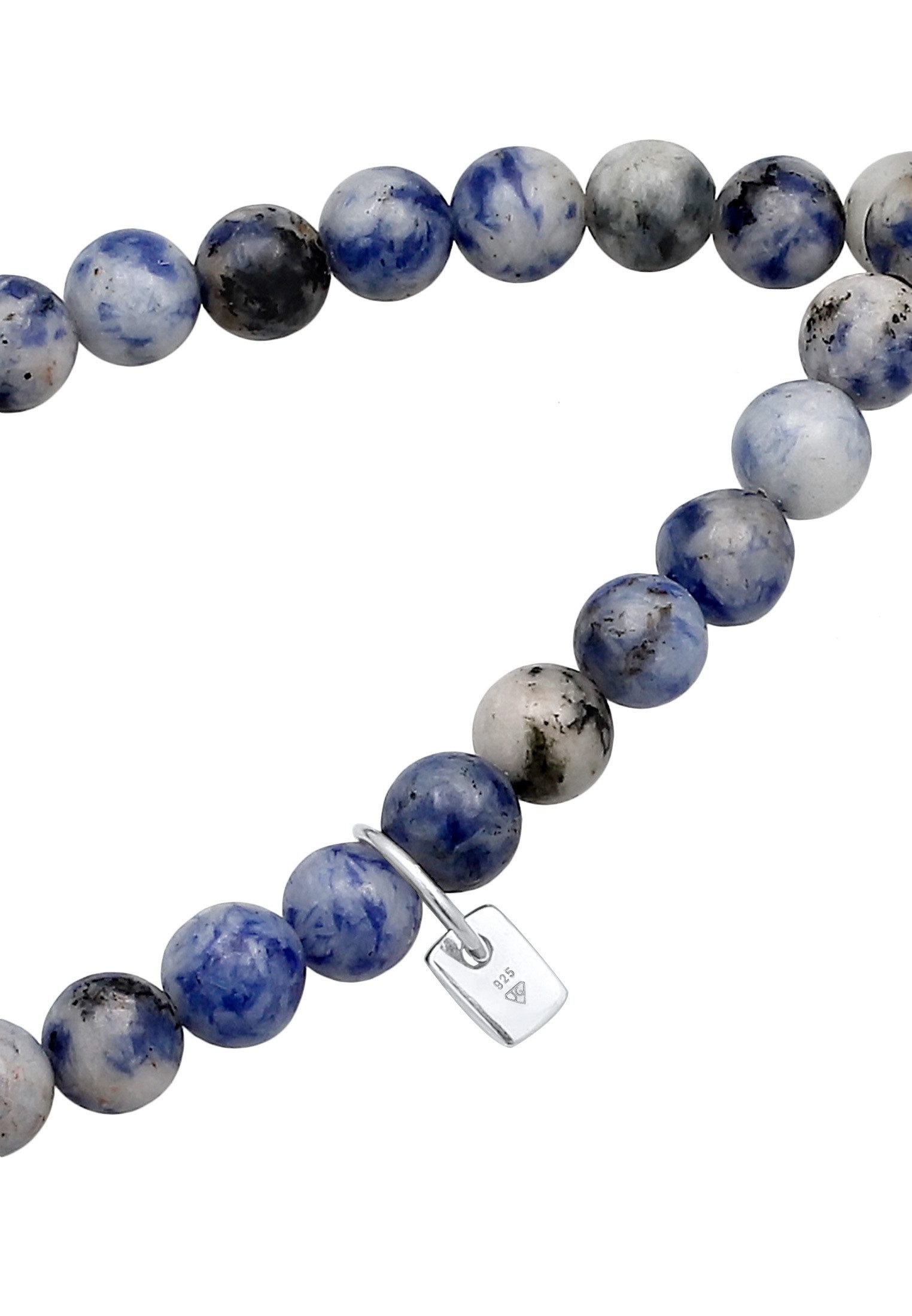 Kuzzoi Silberkette Achat Edelstein Perlen Blau Charm Carrier 925 Sterling Silber