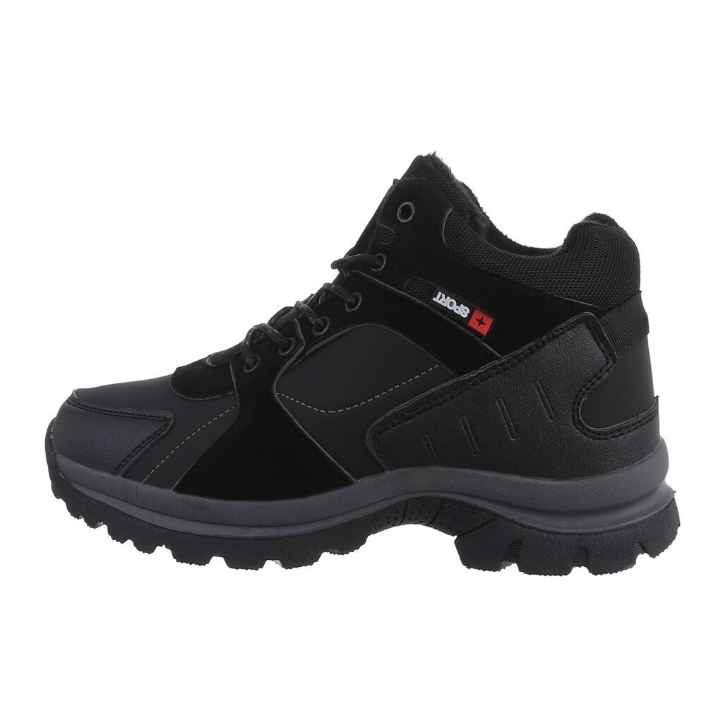 Ital-Design Herren Schnürschuhe Freizeit Stiefelette Flach Freizeitschuhe in Schwarz