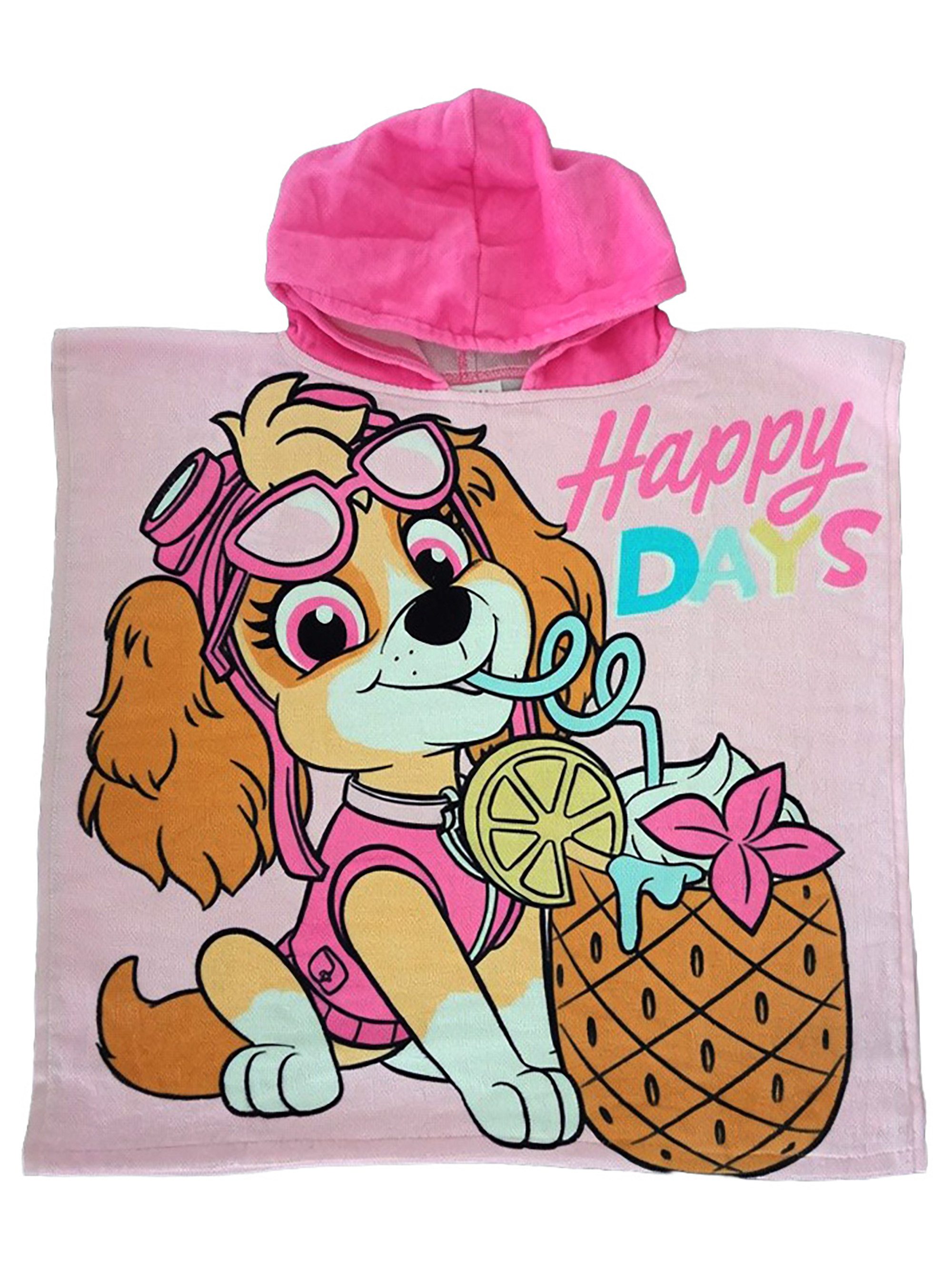 United Labels® Strandtücher Paw Patrol Badeponcho Happy Days Badetuch mit Kapuze 50 x 100 cm