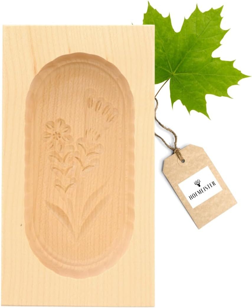 Hofmeister Butterdose Butterform 14 cm eckig 125 g Buttermodel Butterstempel, Ahornholz