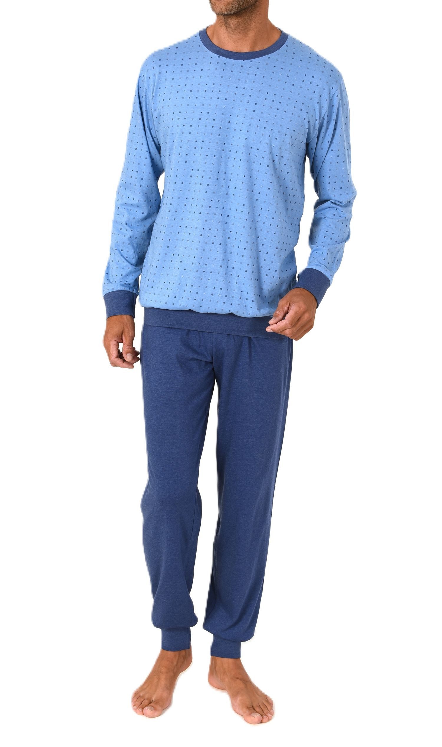 Normann Pyjama Normann Herren Schlafanzug langarm mit Bündchen in zeitloser Optik