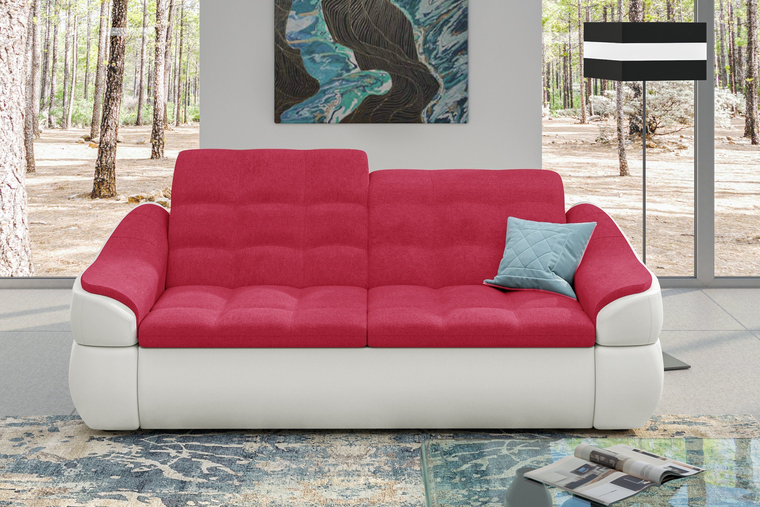 Stylefy Sofa, Rückenlehne, Armlehnen stellbar, und Sitzkomfort mit im mit Steppung, 3-Sitzer Raum 2-Sitzer, frei Alisa,