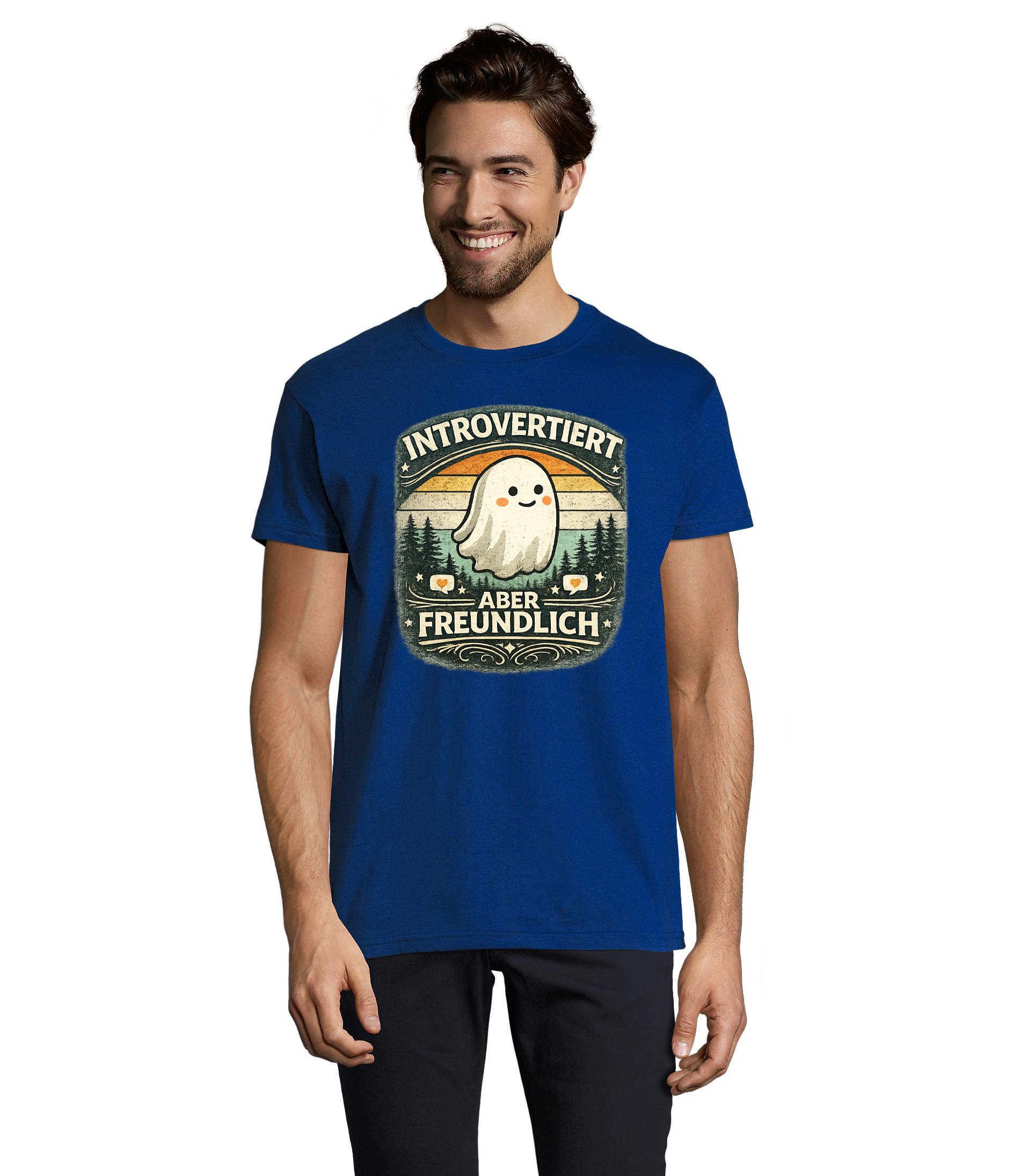 T-Shirt Herren T-Shirt Introvertiert aber freundlich Geist Print Baumwolle