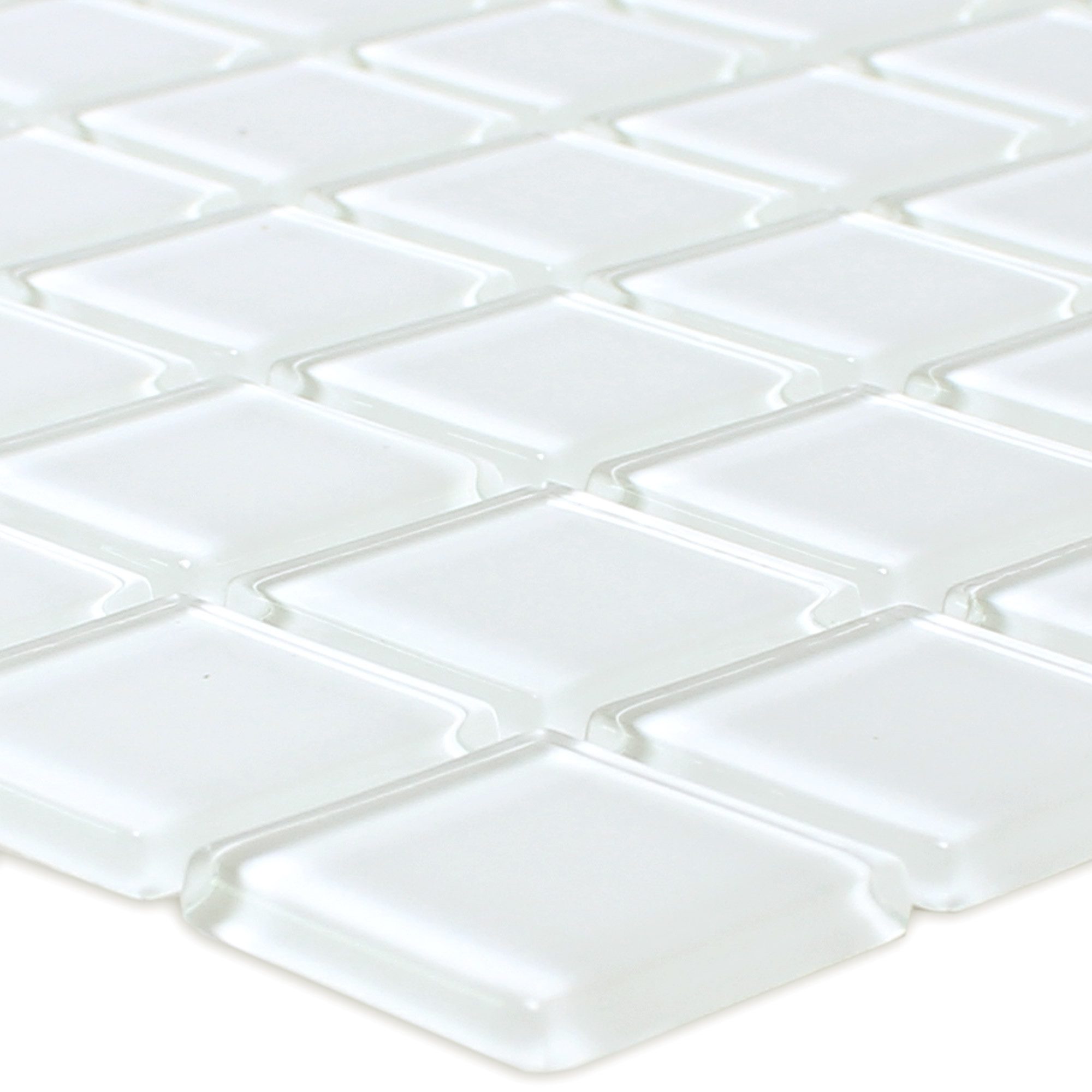 Mosafil Mosaikfliesen Glasmosaik Fliesen Florida, Glas 30.000x30.000, weiß, Verlegefertig auf ein Netz geklebt - Frostsicher - Wasserfest