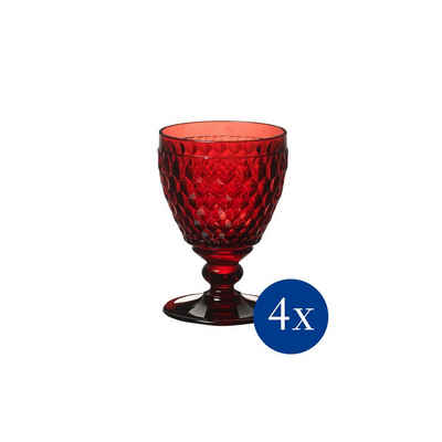Villeroy & Boch Gläser-Set Boston Coloured Weißweinglas Rot, 4 Stück, Glas