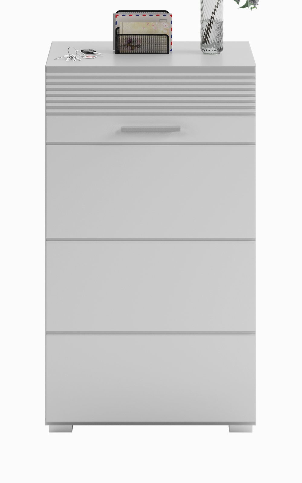 x Linus xonox.home 96 cm), (Kommode Fächer in weiß, 5 Hochglanz, 55 Schuhkommode