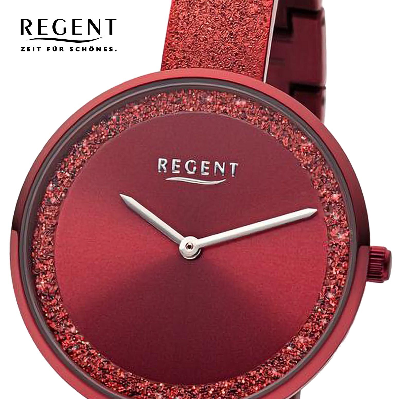 Damen (ca. extra Regent Quarzuhr rund, Damen 34mm), Metallarmband Analog, Regent Armbanduhr groß Armbanduhr