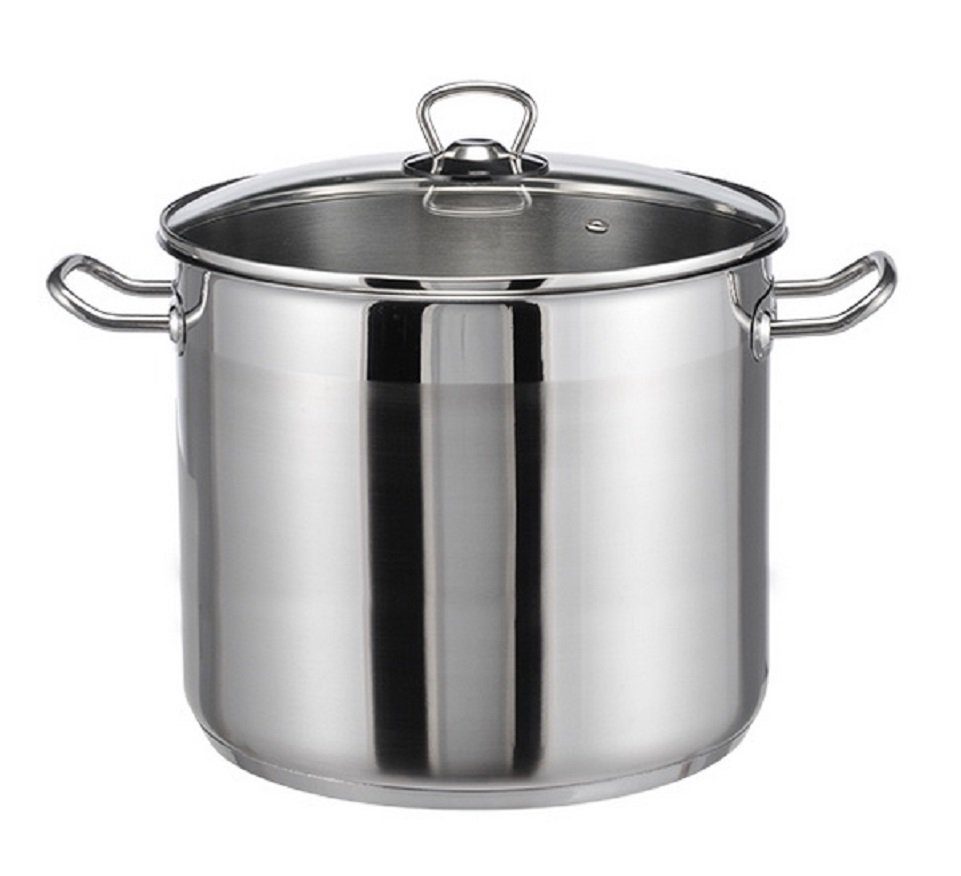 Haushalt International Kochtopf 15 Liter Universaltopf Großraumtopf, aus rostfreiem Edelstahl satiniert mit poliertem Außenrand, Backofenfest bis 160° C