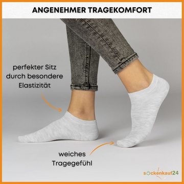 sockenkauf24 Sneakersocken 10 Paar Basic Sneaker Socken Herren & Damen aus Baumwolle (Grau, 43-46) mit Komfortbund (Basicline) - 70202T WP