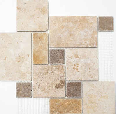 Mosani Mosaikfliesen Travertin Mosaikfliesen Terrasse Wand Boden Naturstein beige braun