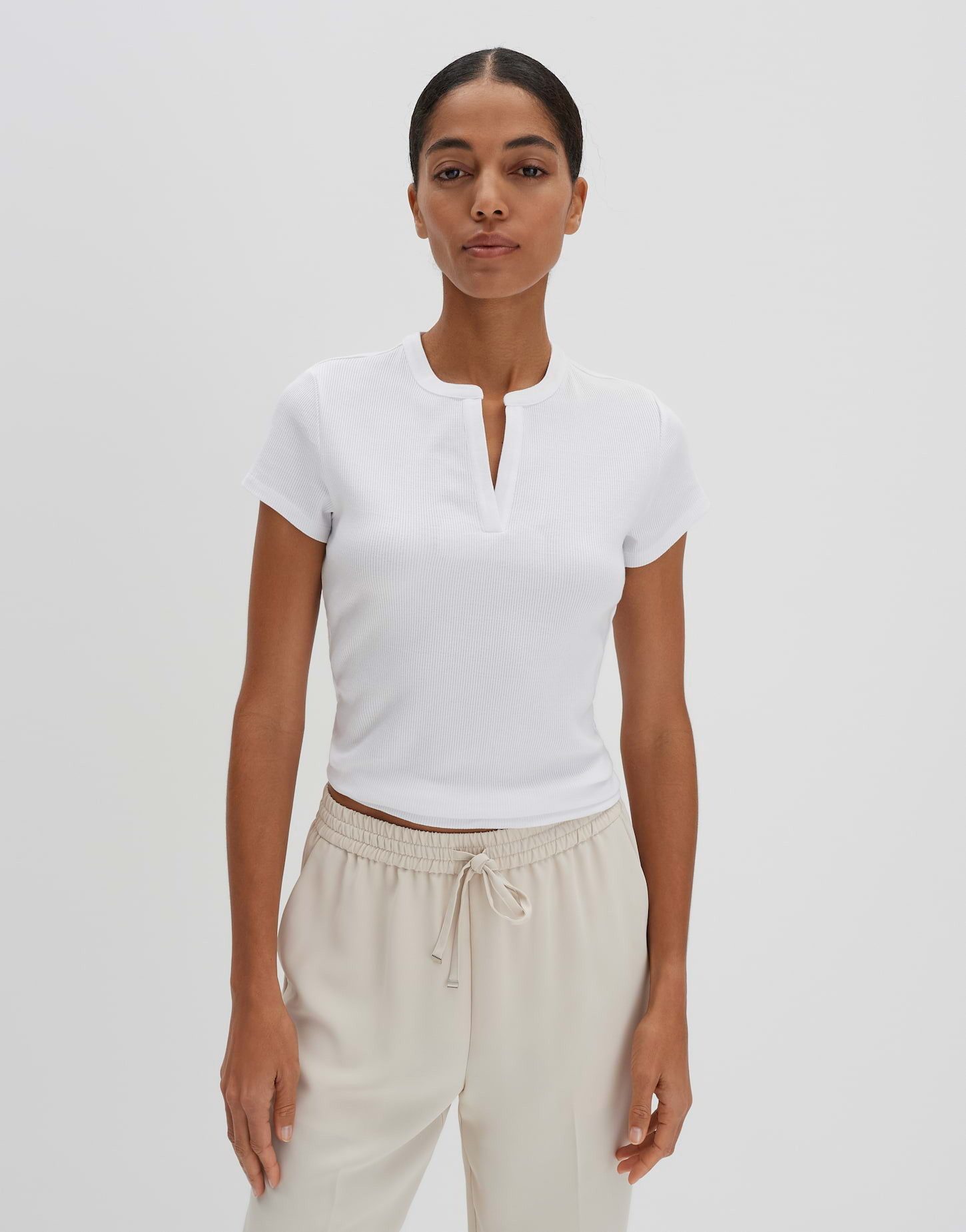 someday Kurzarmshirt Geripptes Shirt KLEOH DETAIL mit V-Ausschnitt günstig online kaufen