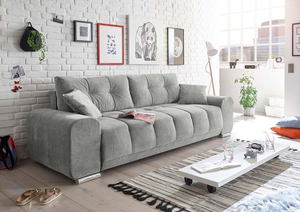 Paco 260x90 (Grau-Braun) Schlafsofa EXCITING Couch Schlafcouch cm DESIGN Sofa Schlamm ED Schlafsofa,