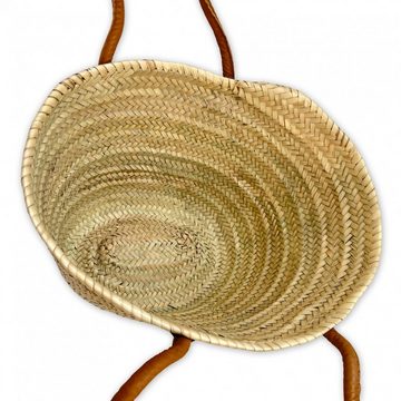 l-artisan Korbtasche, Orientalischer Tragetasche, Einkaufstasche, Strandtasche, Handgefertigt PALMTASCHE MIT LANGEN LEDERGRIFFEN BASIC-2