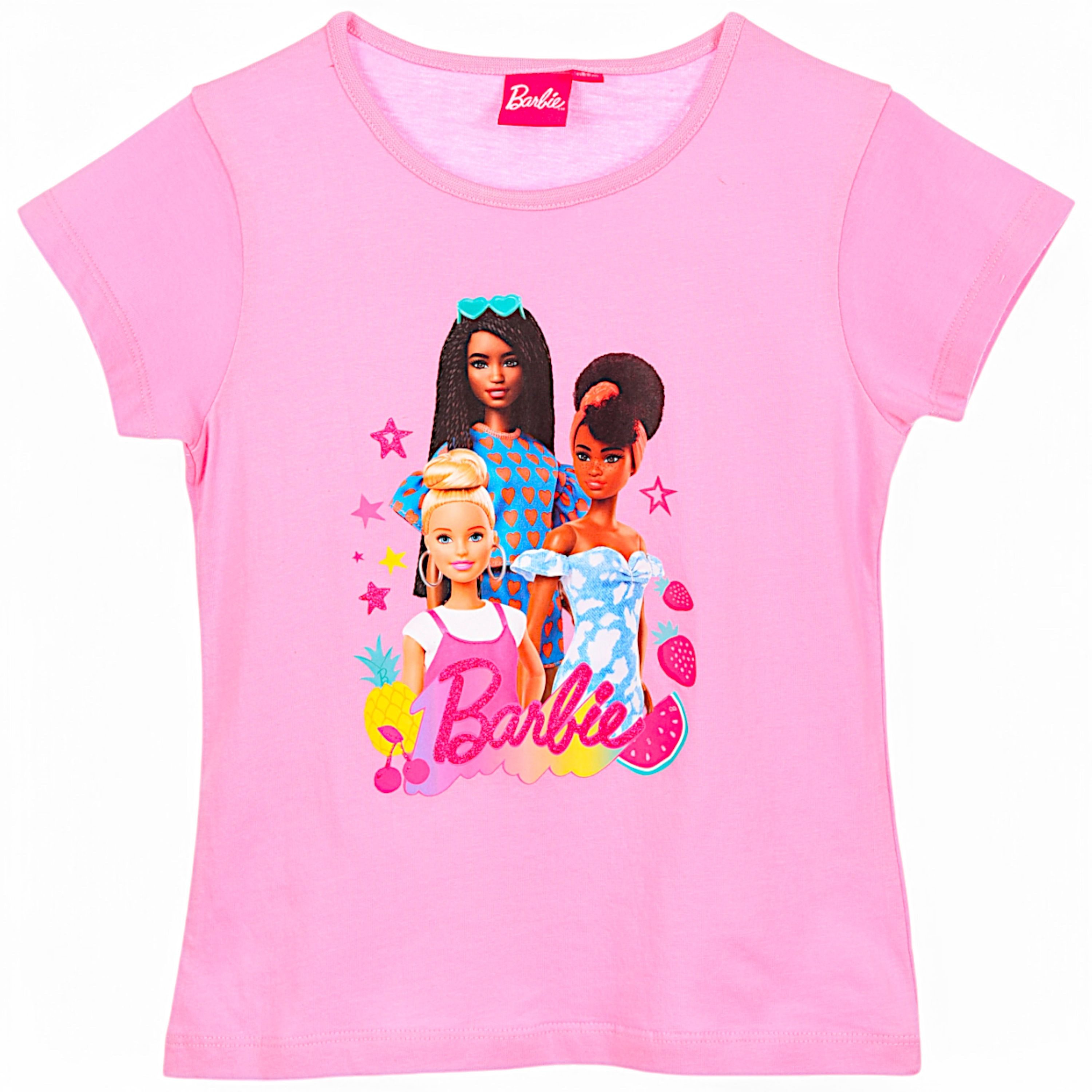 Barbie T-Shirt Jersey Mädchen Kurzarmshirt aus Baumwolle Gr. 104 - 140 cm