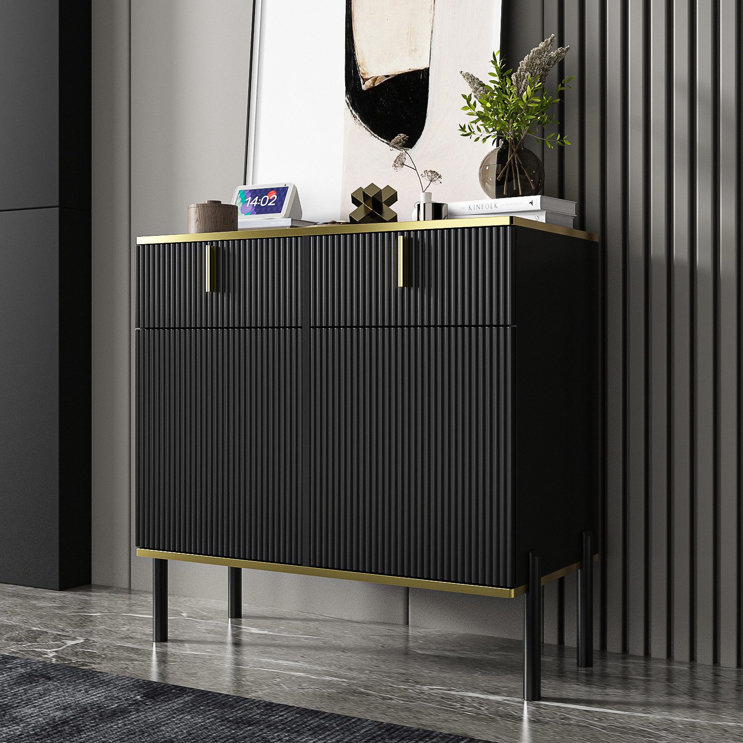 FUFU&GAGA Sideboard Komodenschrank mit 4 Türen günstig online kaufen
