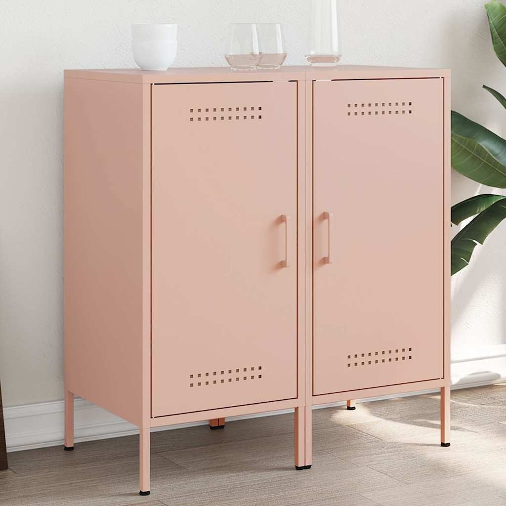vidaXL Sideboard Sideboards 2 Stk. Rosa 36x39x79 cm Stahl (2 St)