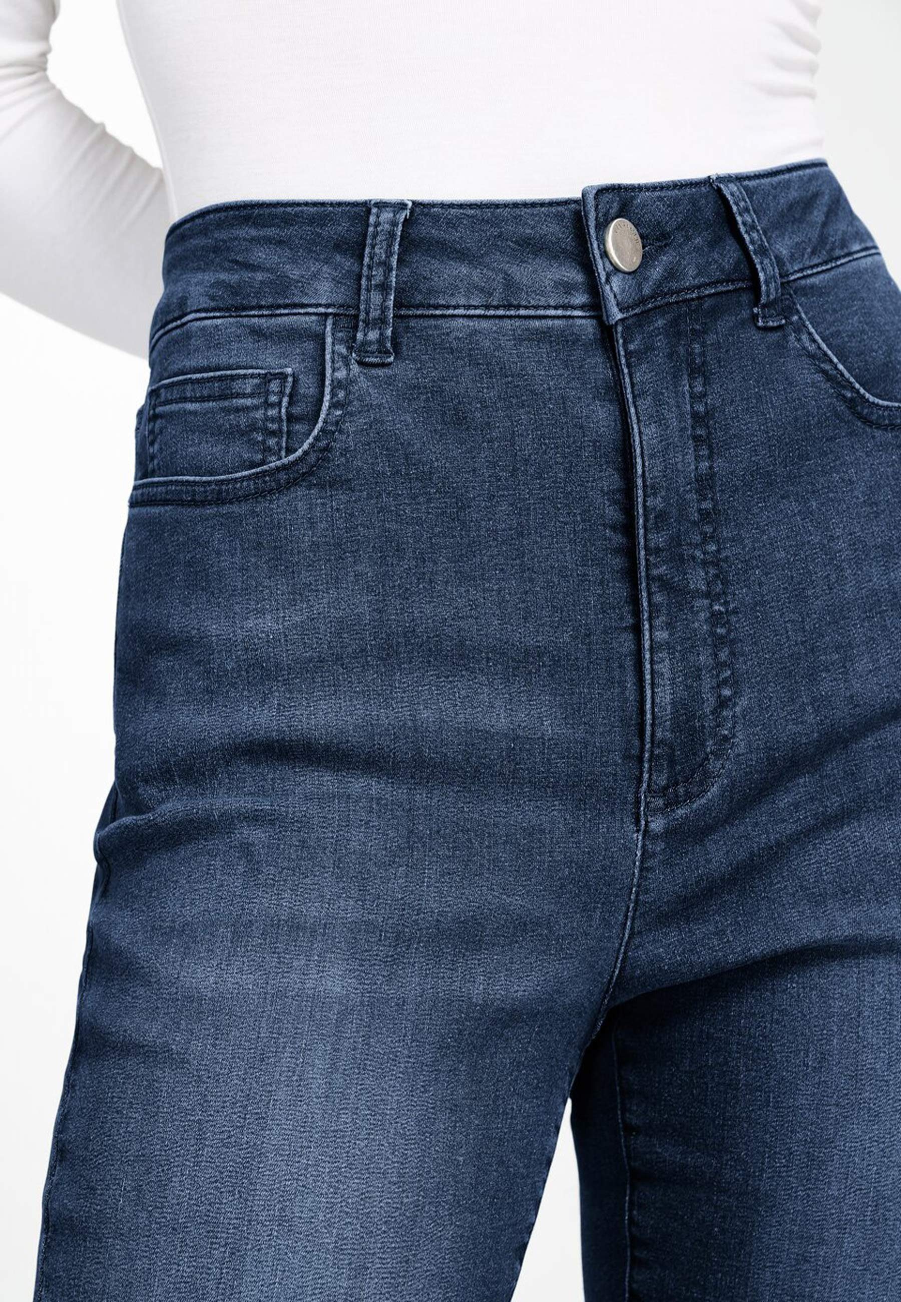 5-Pocket-Jeans Cotton Taschen mit Raasch Uta dunkelblau