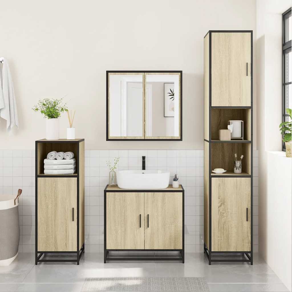 vidaXL Badezimmer-Set Badschrank Sonoma-Eiche 65x33x60 cm günstig online kaufen