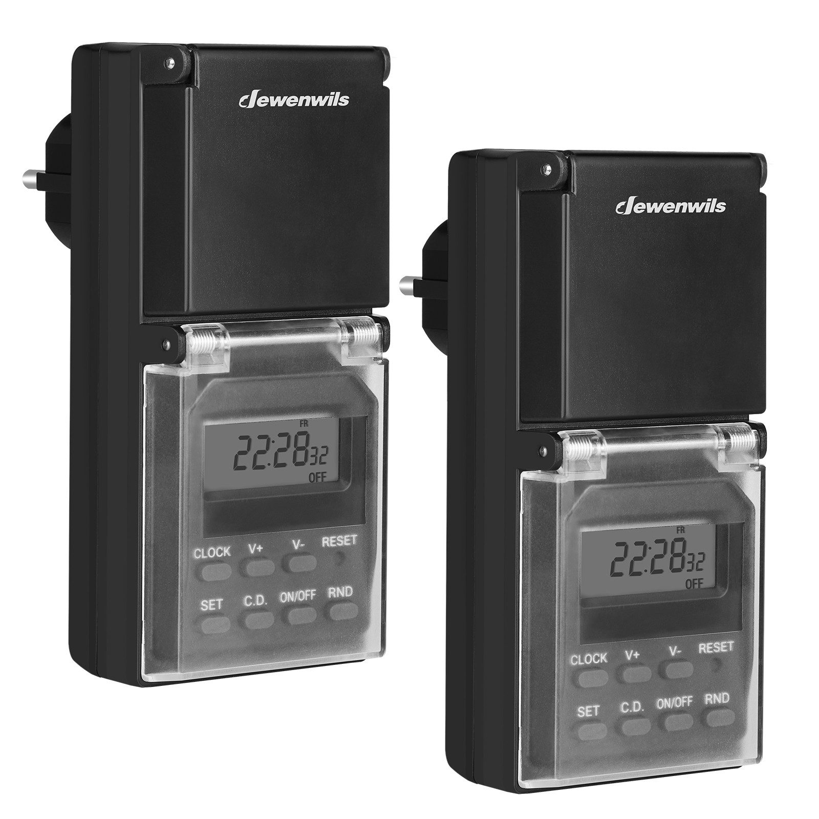 DEWENWILS Zeitschaltuhr Steckdose Außenbereich, digital, 2er Set, 20 Schaltprogramme für Weihnachtsdeko, Zufallsfunktion