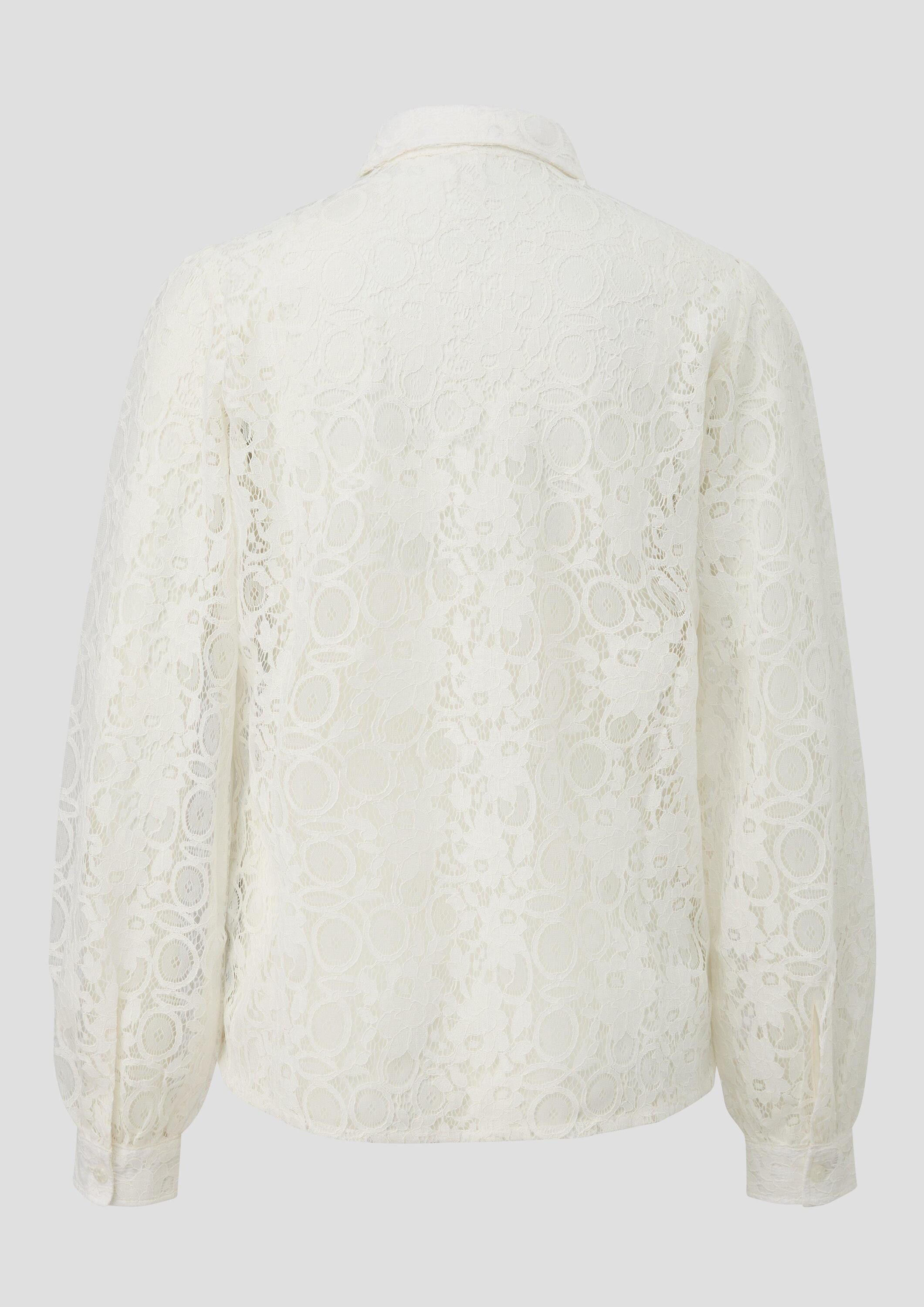 QS Langarmbluse Bluse Spitzenbluse mit Knopfleiste