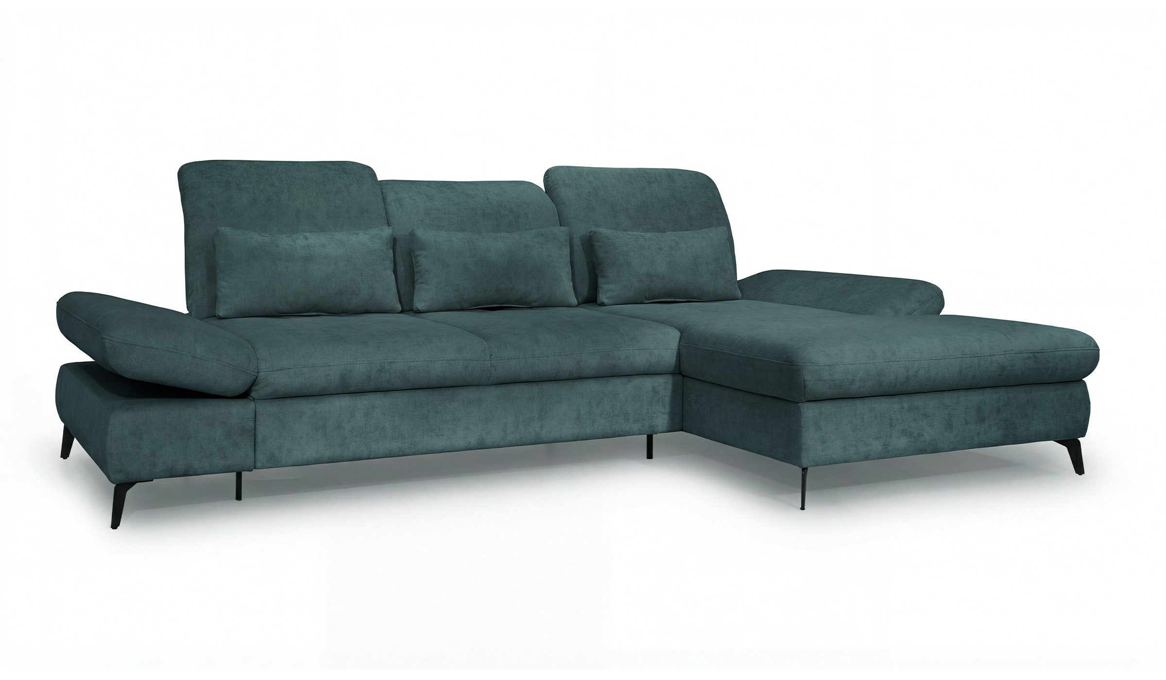 Hygger Möbelhaus Ecksofa Nola L-Form 300 x 170 cm. Wahlweise mit Bettfunktion und Bettkasten., Inkl. Sitztiefenverstellung, Kopfteilverstellung, Armteilverstellung, funktionales Design im minimalistischen Stil.