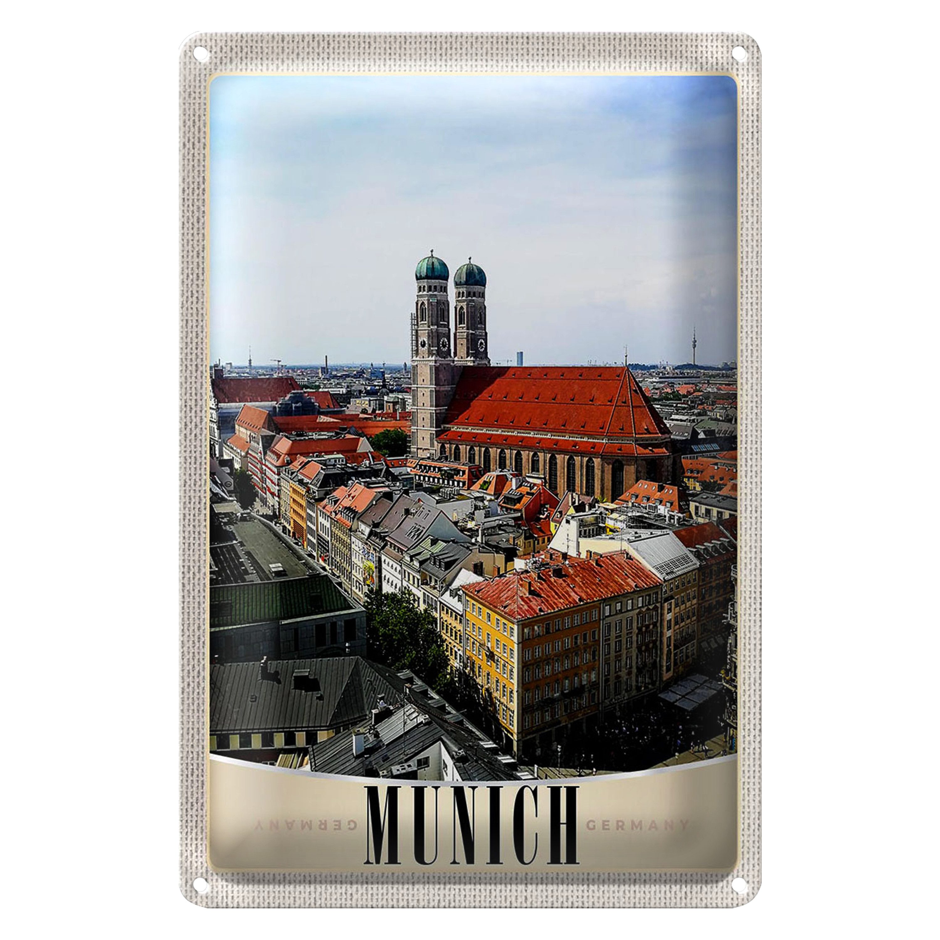 Roomando Metallschild Reise 12x18cm München Deutschland Stadt Kirche Stadt