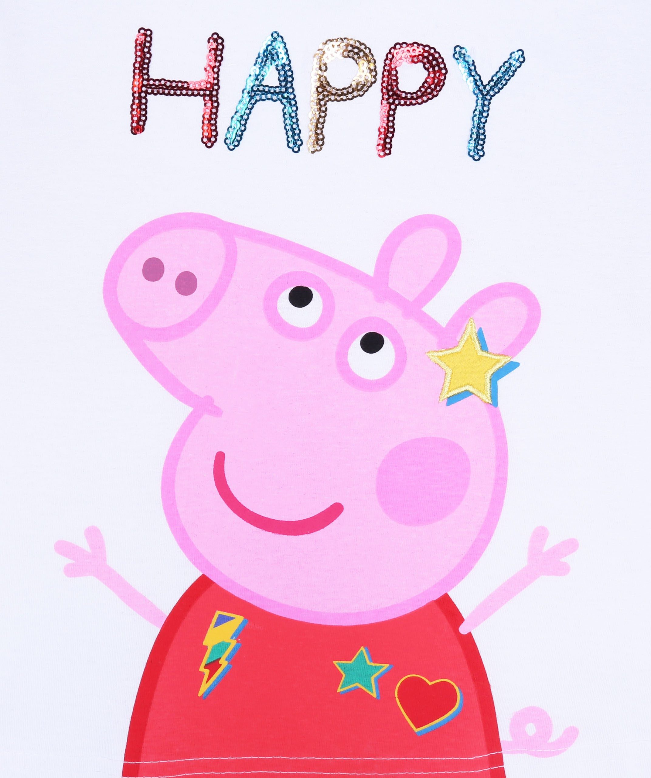 Peppa Pig Kurzarmbluse Weißes T-Shirt mit Pailletten Peppa Pig Peppa Wutz 6 Jahre