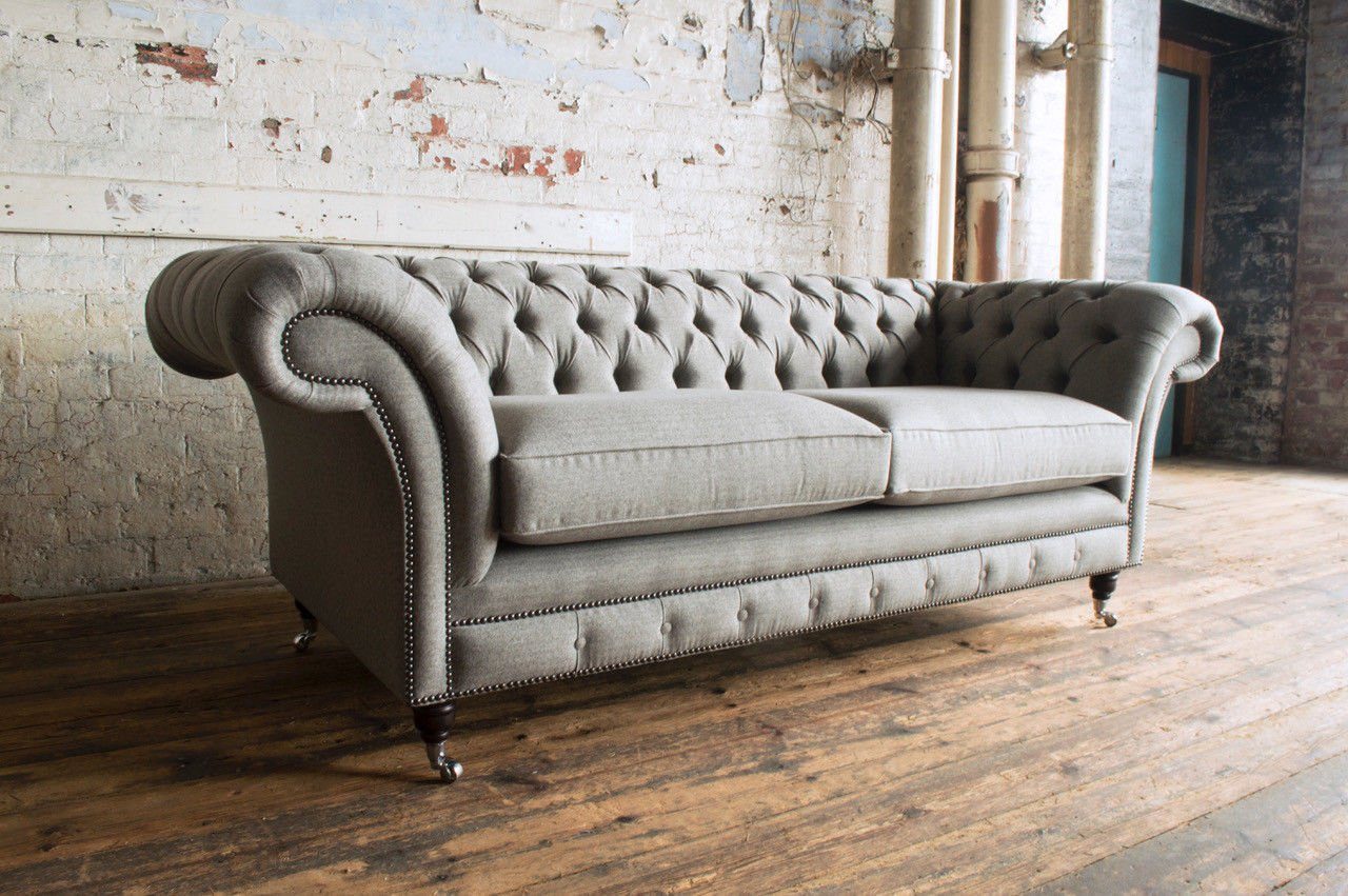 JVmoebel Chesterfield-Sofa Design Dreisitzer Couch mit Zimmer Polster Moderne, Sitz Rückenlehne Knöpfen. 3er Die Sofa Möbel