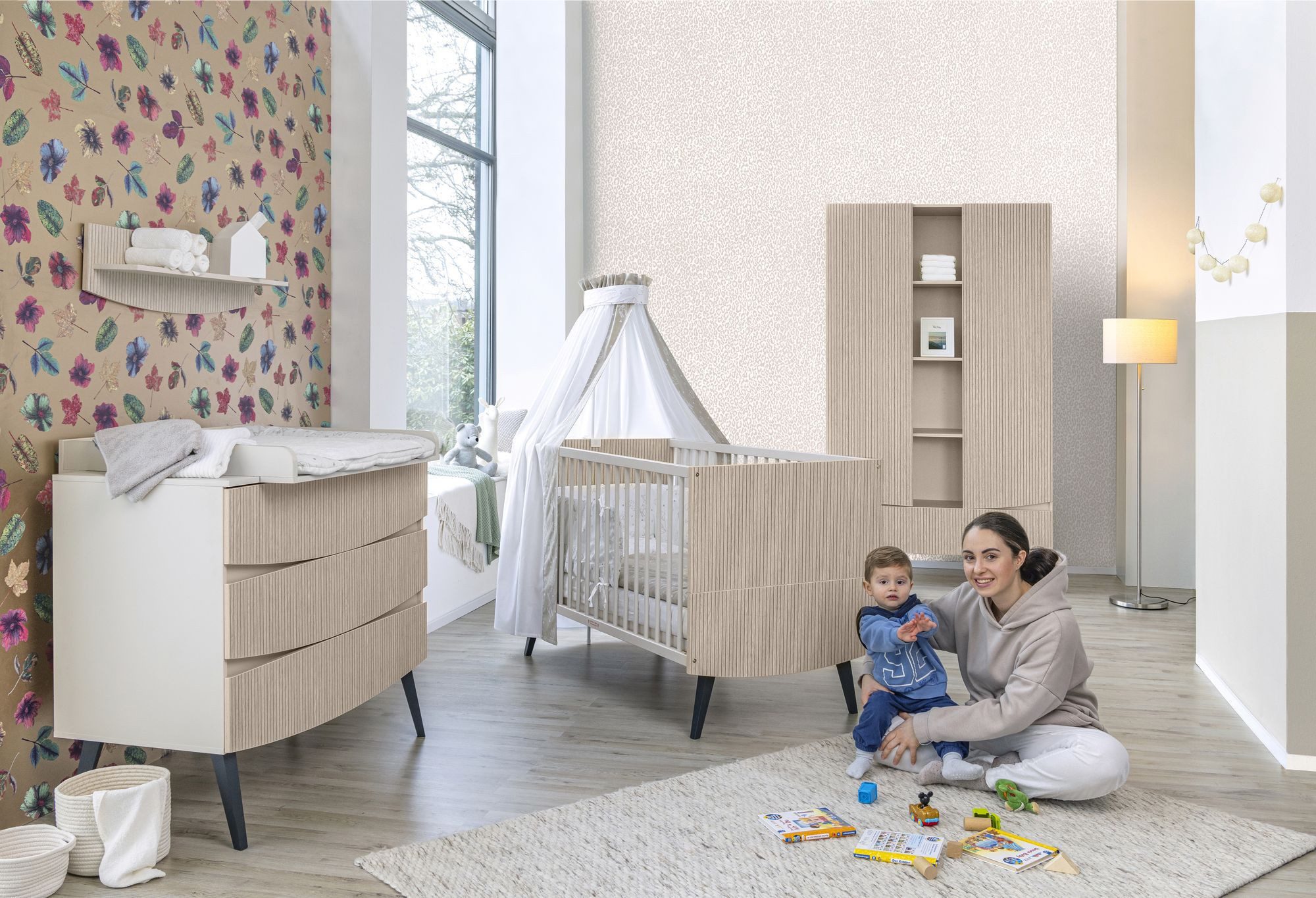 Schardt Babyzimmer-Komplettset 3-tlg Kinderzimmer Smile mit Schrank 2 Türen und Mittelregal