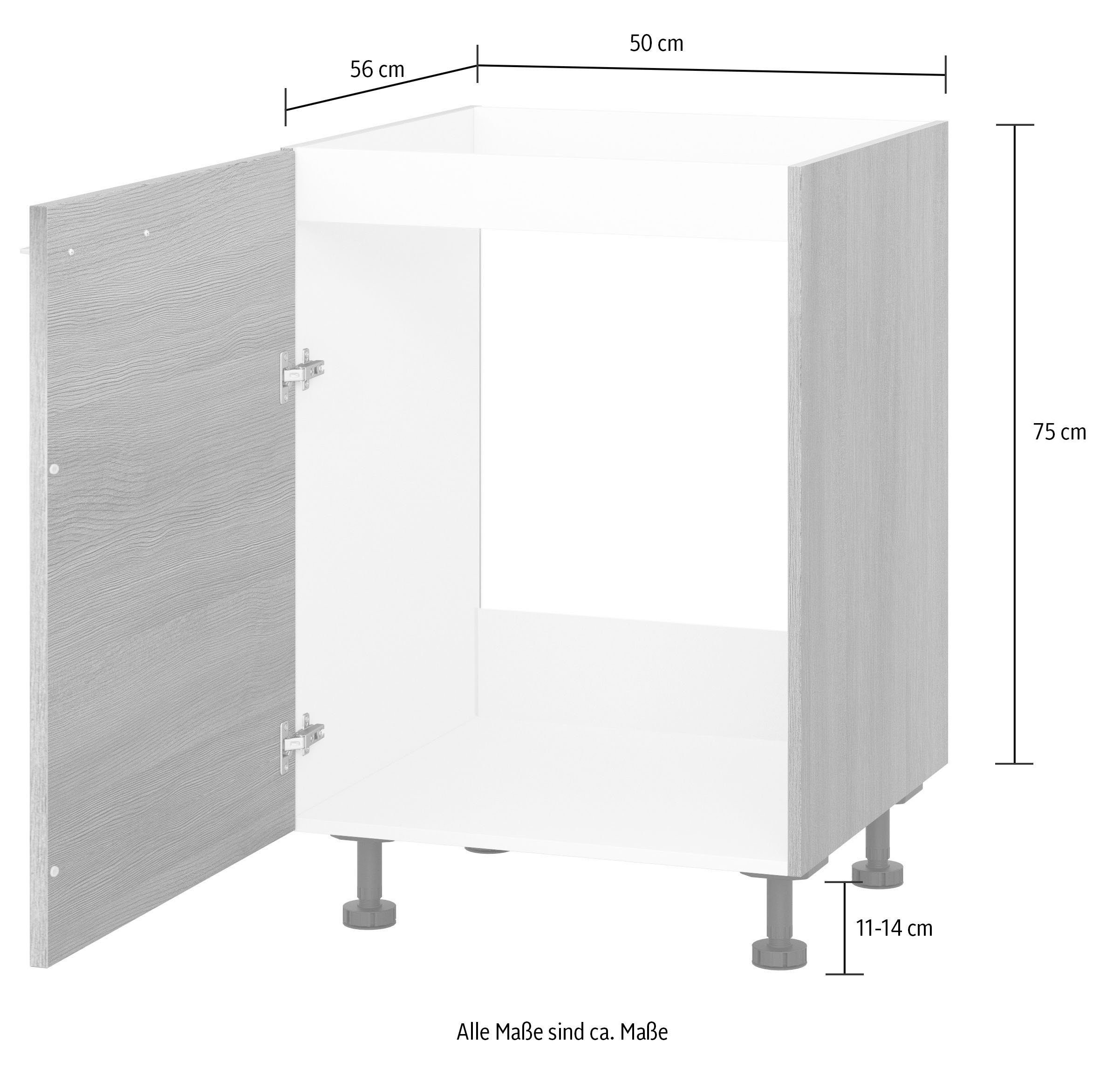 Küchen Spülenunterschrank Breite magnolie/eiche Express cm 75 Trea 50 | Höhe cm, eiche astig astig SP50