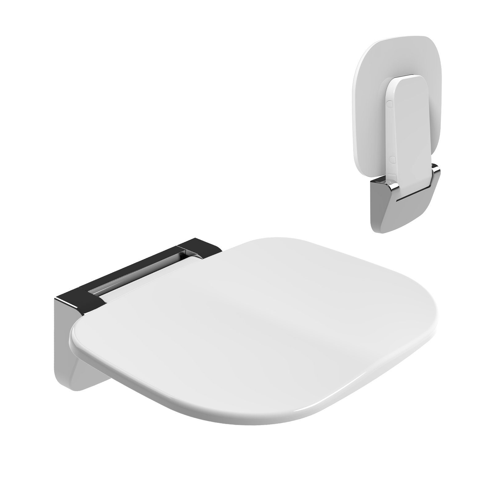 HEUFFE Duschklappsitz zur wandmontage, für Senioren & Kinder, klappbar, rechteckig, belastbar bis 200 kg, modern, gebogenes Design, mit Anti-Rutsch-Polster