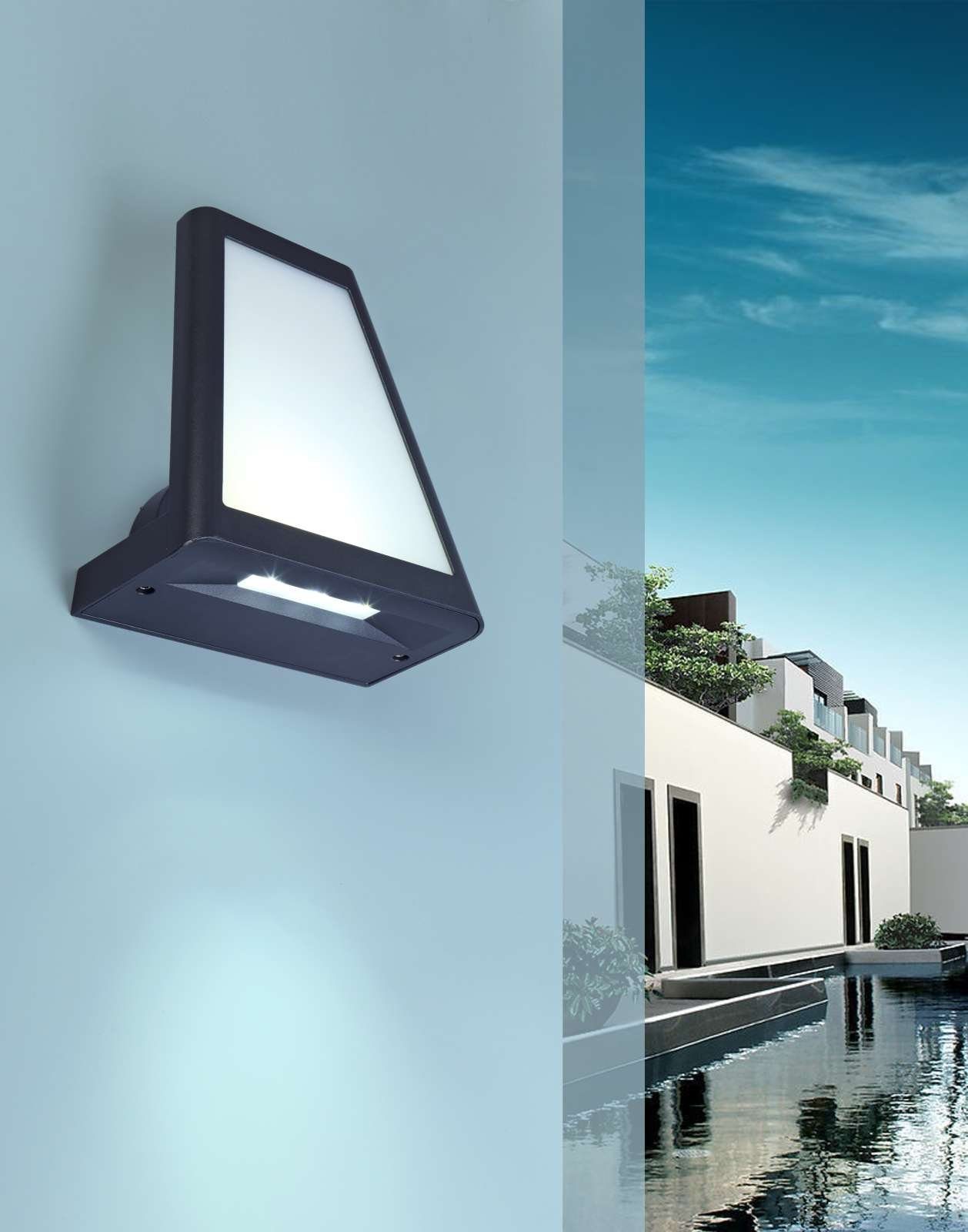 LUTEC Außen-Wandleuchte Lutec LED Lantern Wandlampe Aussenlampe Aussenleuchte Anthr 1874 S Gr