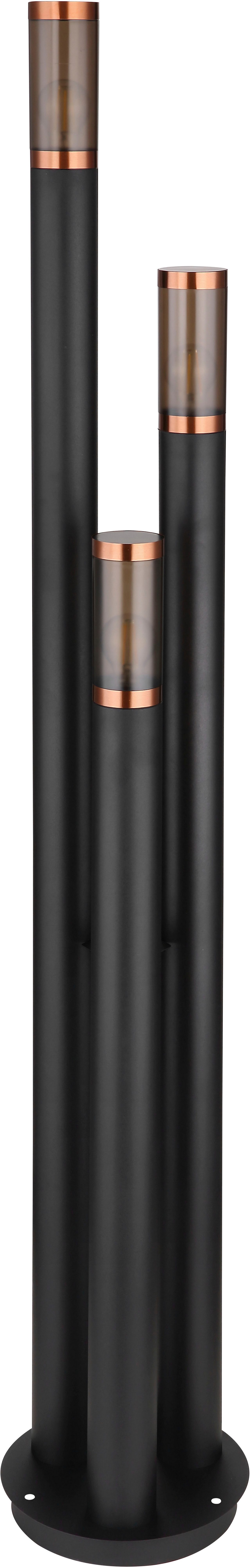 GLOBO LIGHTING Außen-Stehlampe BOSTON, ohne Leuchtmittel, Außenleuchte Edelstahl/Kupfer, 3 Zylinder, IP44, E27