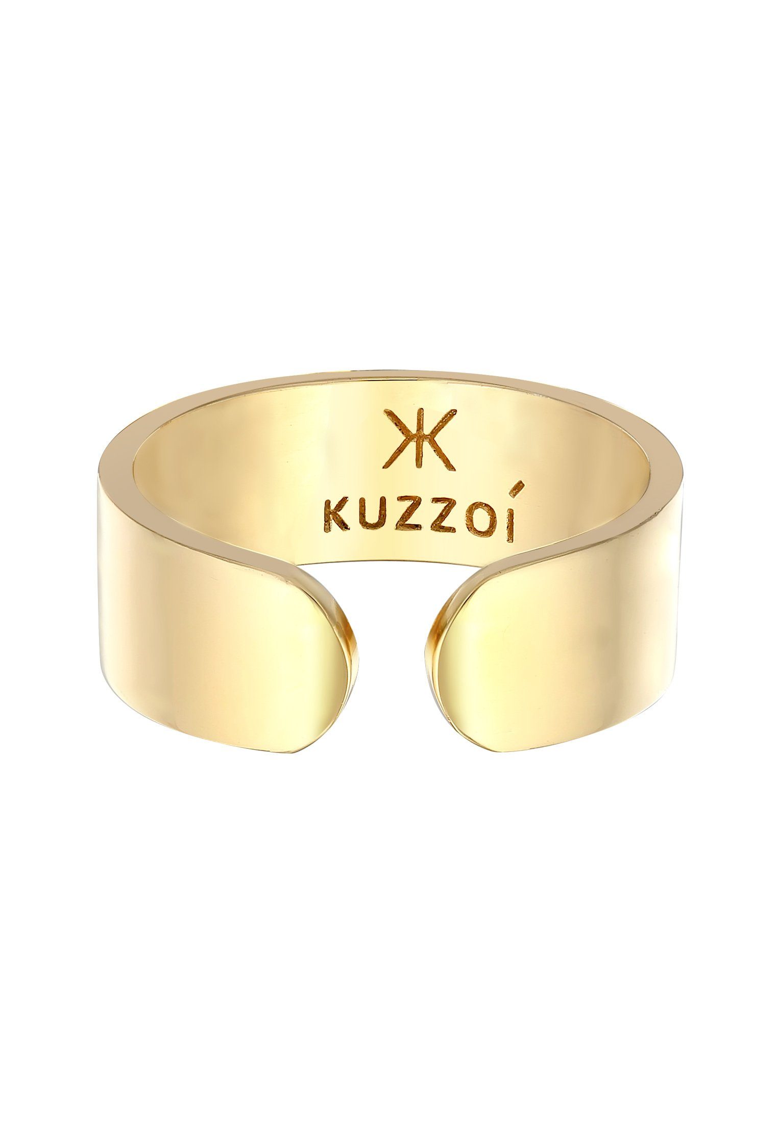 Kuzzoi Silberring Bandring Klares Design Gold 925 Offen Silber
