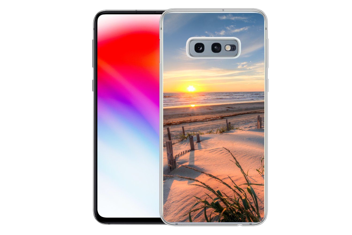MuchoWow Handyhülle für Samsung Galaxy S10e Strand - Meer - Düne - Sonnenuntergang - Lands, Phone Case, Silikon, Schutzhülle Dünn