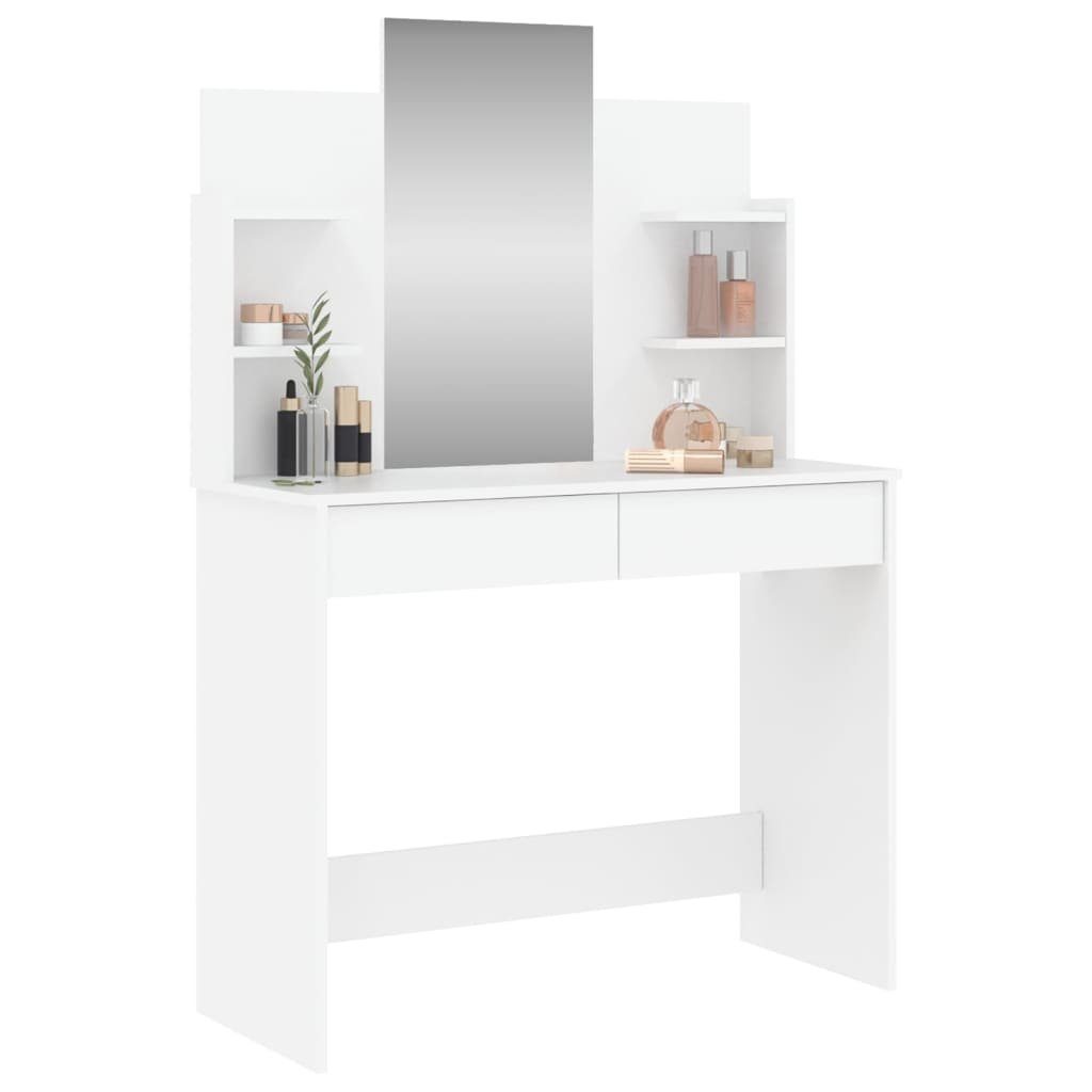 vidaXL Schminktisch NA Schminktisch Frisiertisch Beautytisch mit Spiegel 2 Regale 96x40x14
